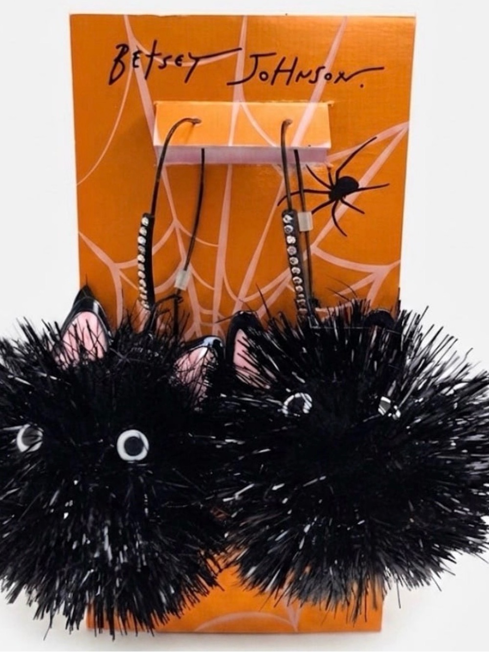 Betsey Johnson Cat Pom Pom Earrings